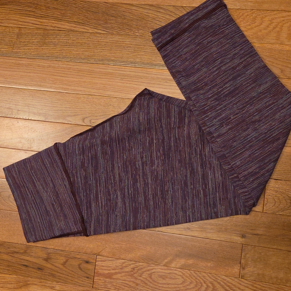 Lululemon Wunder Under High Rise 21" Inseam Leggings Size 6 Pink Purple Striped - Picture 2 of 9